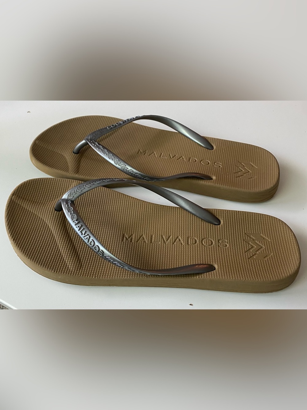 Malvados Women's Brown Flip Flop Sandals with Gunmetal Straps